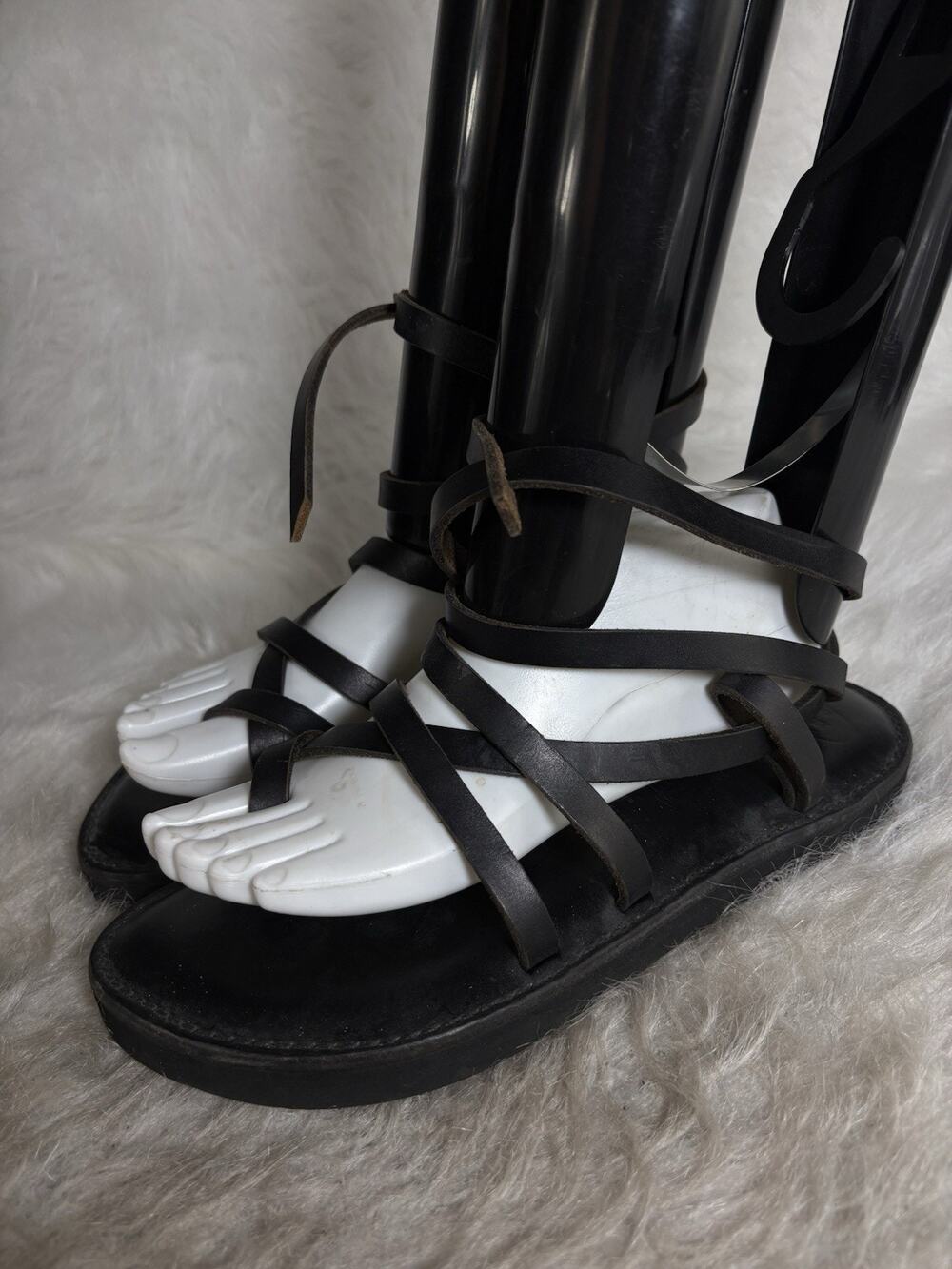 Piper Sandals The Original Black Leather Handmade USA San Antonio Size 8